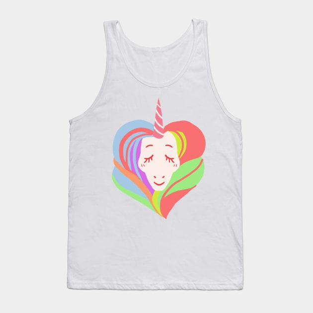 White ranbow color heart shape hair love unicorn Tank Top by WiliamGlowing
